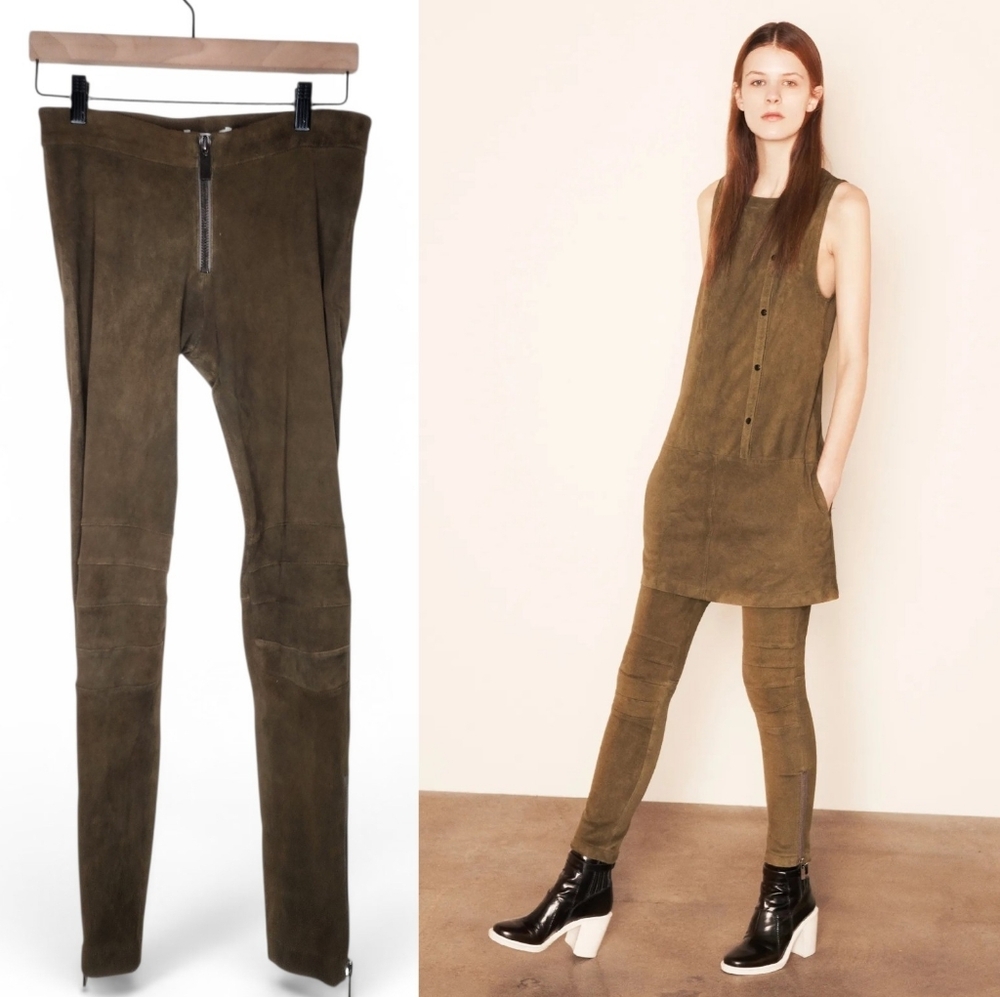 Elizabeth and James Addison Suede Legging in Dark Olive Size 6 Run Small